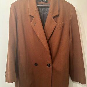 Classic Double-Breasted Women's/Men’s Coat - Brown